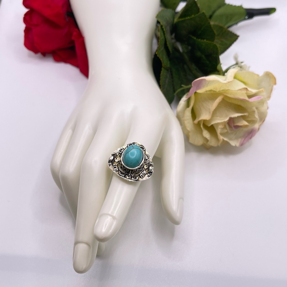 -  SOLD-Silver Plated Turquoise Ring YS